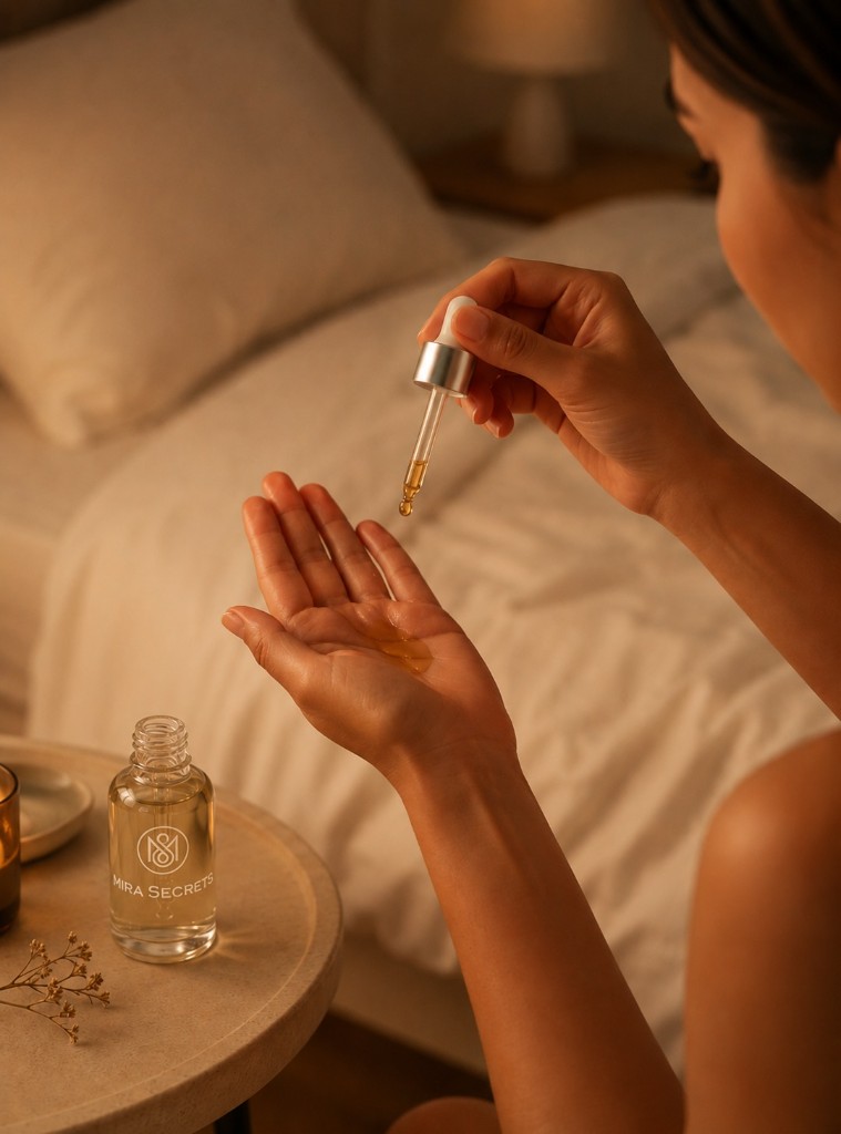 Applying Mira Secrets Body Oil